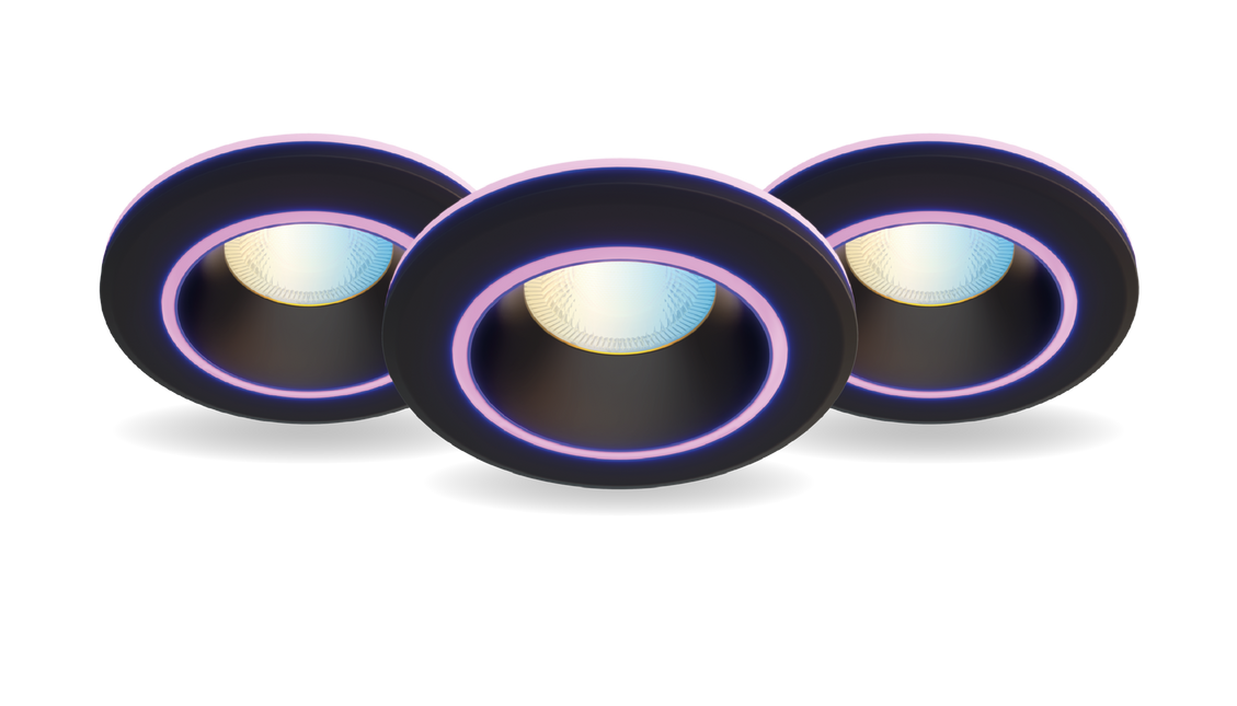 3x Calex Smart Halo Downlight - RGB + CCT - Black