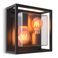 Calex Bologna Wall Light - 2x E27 - Black