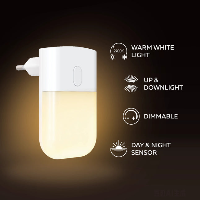 Calex Plug LED Night Light – 3 Step Dimmable – White (EU)