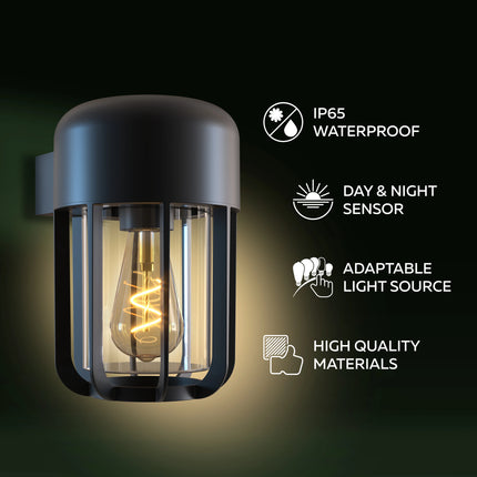 Calex Faenza Outdoor Wall Light – E27 – Black