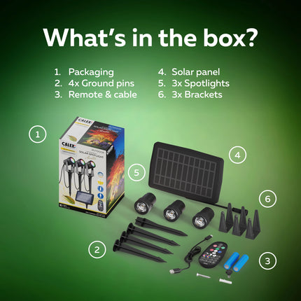 Calex Aosta Solar Spotlight – 3-Pack – Zwart
