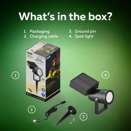 Calex Cesena Spot Solaire – Rechargeable – Noir