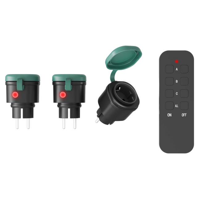 Calex Outdoor Socket - 3x sockets - Remote Control