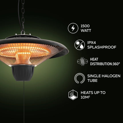 Calex Chauffage de Terrasse Suspendu – 1500W – Noir