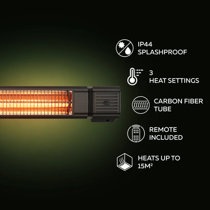 Calex Chauffage Terrasse Infrarouge – 2000W – Noir