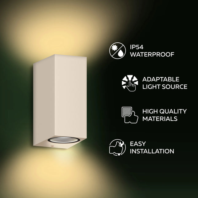 Calex Bergamo Wall Light - Up & Down - 2x GU10 - Sand