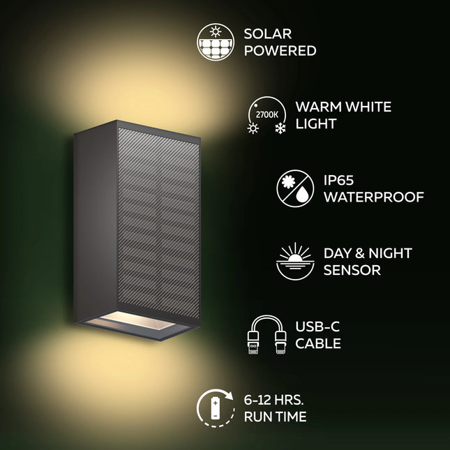 Calex Birindisi Solar Wall Light – Black