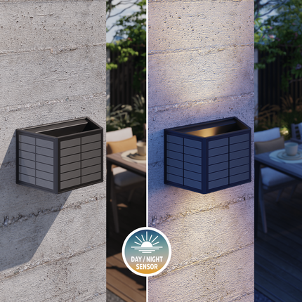 Calex Caserta Solar Wall Light - Up & Down - Black