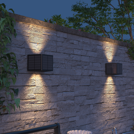 Calex Caserta Solar Wall Light - Up & Down - Black