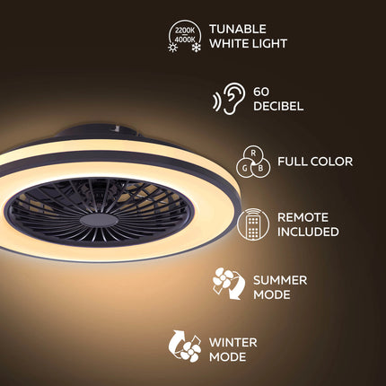 Calex Ceiling Fan with LED Ø49 cm – RGB+CCT – White