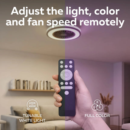 Calex Ceiling Fan with LED Ø49 cm – RGB+CCT – White
