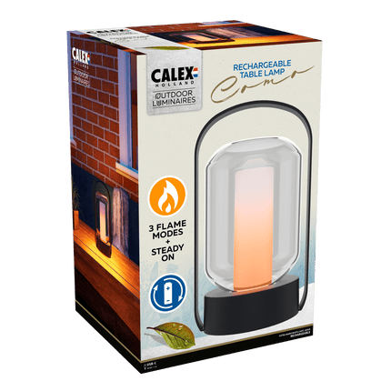 Calex - Como - Table Lantern - Flame - Black