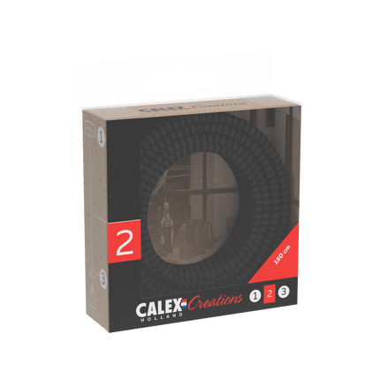 Calex Creations Fabric cable - Black/Grey - 1.5meter