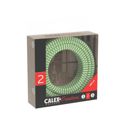 Calex Creations Fabric cable - Lime/White - 1.5meter
