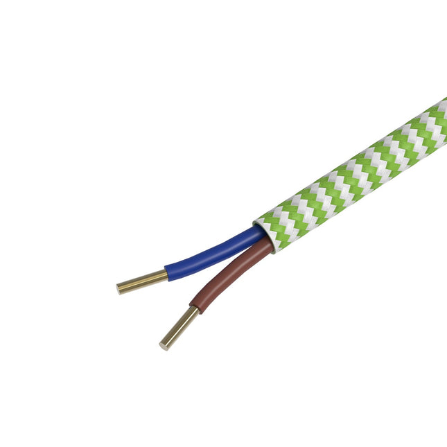 Calex Creations Fabric cable - Lime/White - 3meter