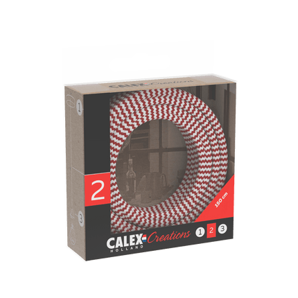 Calex Creations Fabric cable - Red/White - 1.5meter