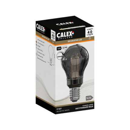 Calex Crown LED Bulb - E27 - A60 - Titanium - 3.5W - Dimmable