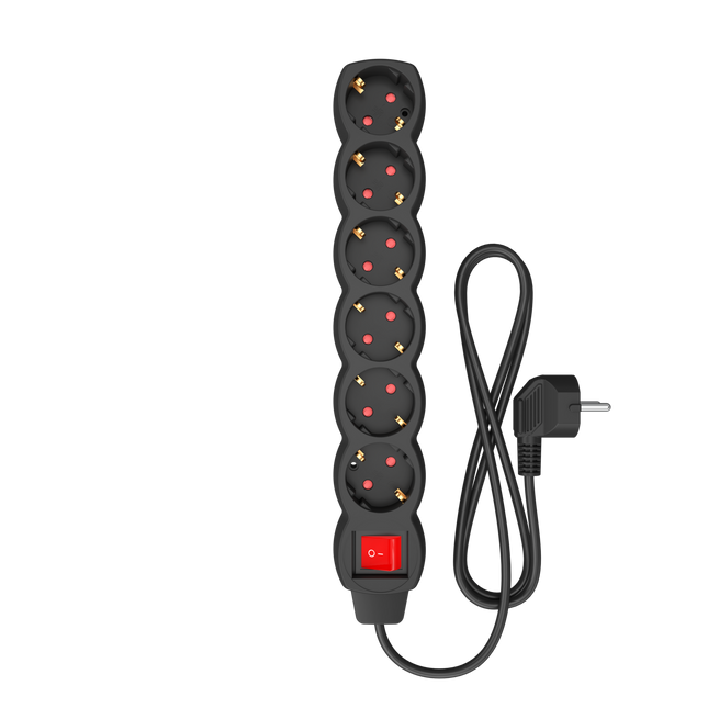 Calex - Egg shape - Multiple Socket - 6x16A+Switch (Dots) - Black