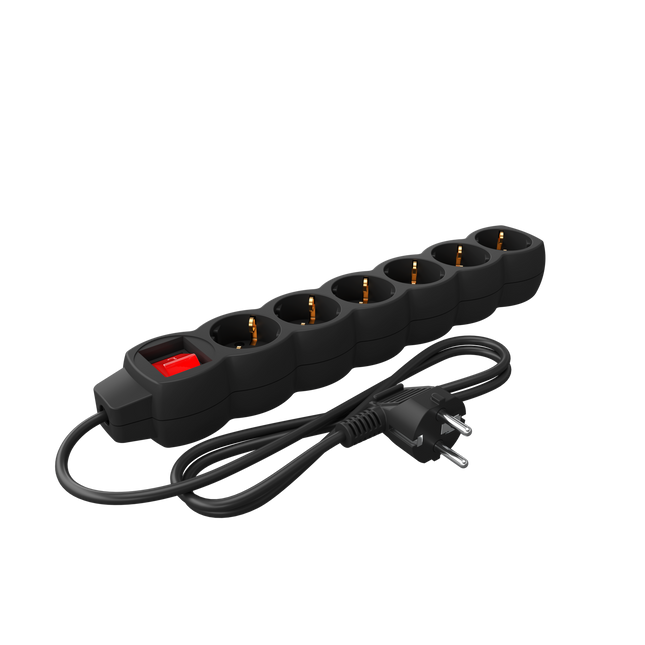 Calex - Egg shape - Multiple Socket - 6x16A+Switch (Dots) - Black