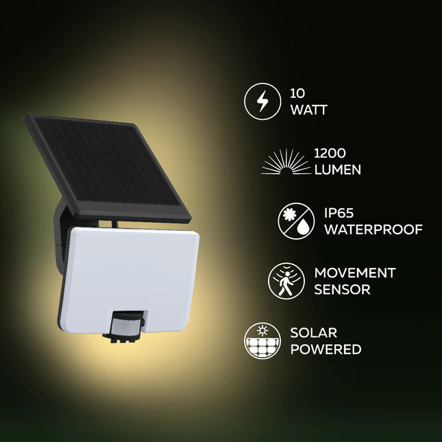 Calex Ellera Solar Floodlight - Motion Sensor - Black