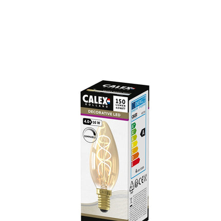 Calex Filament LED Lamp - E14 - B35 - Gold - 4W - Dimmable
