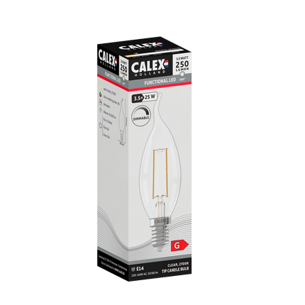 Calex Filament LED Lamp - E14 - BXS35 - Clear