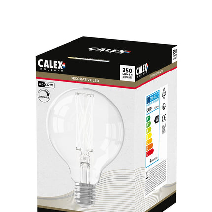 Calex Filament LED Lamp - E27 - G95 - Clear - 4W - Dimmable