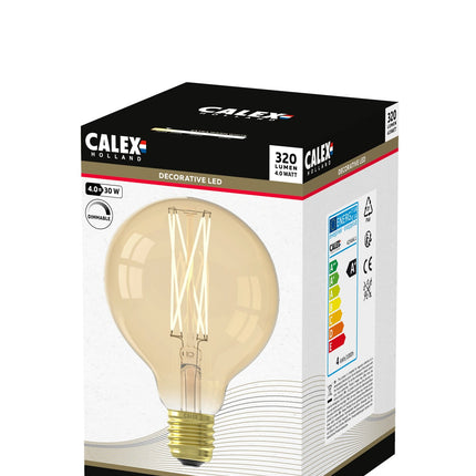 Calex Filament LED Lamp - E27 - G95 - Gold - 4W - Dimmable