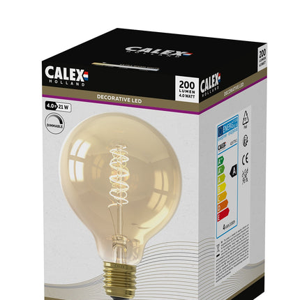 Calex Filament LED Lamp - E27 - G95 - Gold - 4W - Dimmable