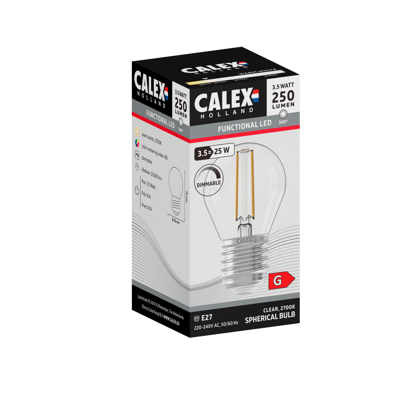 Calex Led Filament Calex Filament LED Lamp - E27 - P45 - Clear