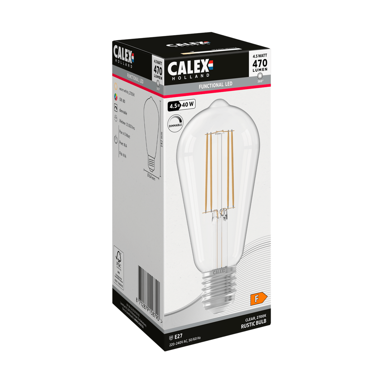 Calex Led Filament Calex Filament LED Lamp - E27 - ST64 - Clear
