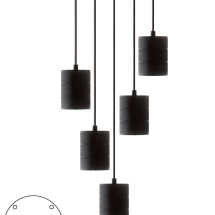 Calex Hanging Lamp Round - 5x E40 - 400mm - Black