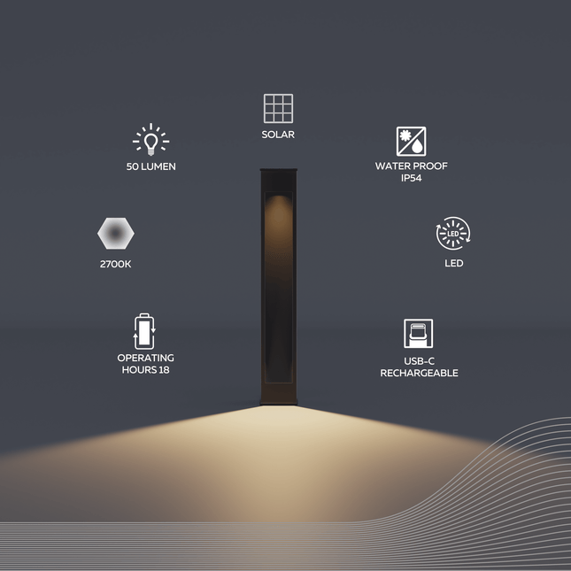 Calex Ivrea Solar Garden Post - Black