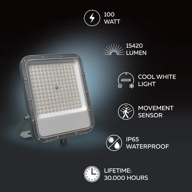 Calex LED Floodlight 100W - 4000K - IP65 - Grey