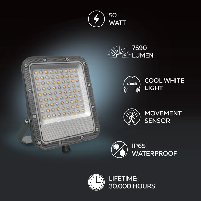 Calex LED Floodlight 50W - 4000K - IP65 - Grey