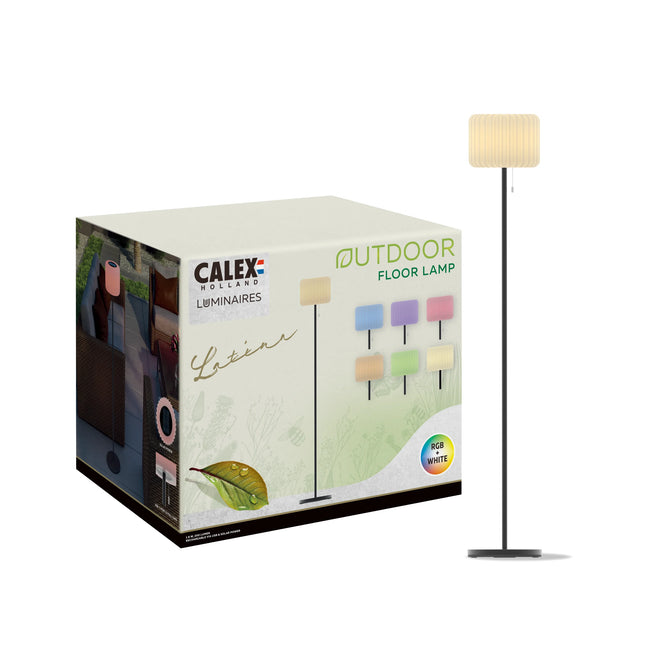 Calex Latina Outdoor Floor Lamp - Rechargeable and Solar - Black