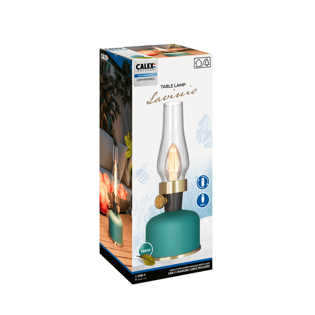 Calex Lavinio Rechargeable Table Light - Green
