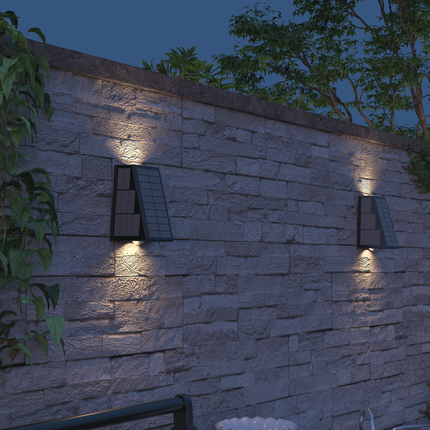 Calex Matera Solar Wall Light - Up & Down - Black