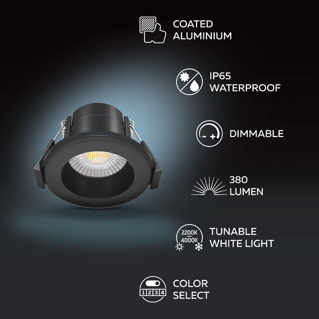 Calex Mini Fire Rated LED Downlight - 4CCT - Black