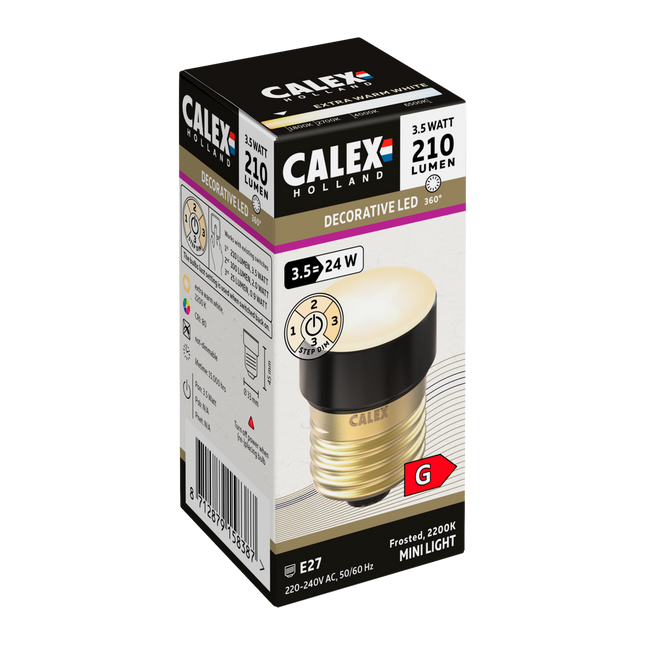 Calex Mini Light - E27 - 3 step dimming - Black