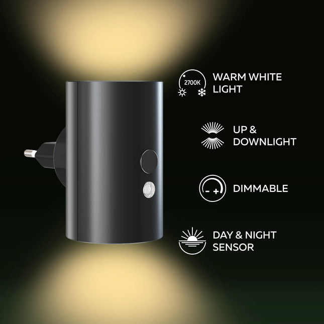 Calex Mini Night Light – Dusk Sensor – Black