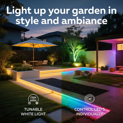 Calex Outdoor Solar Striplight – 4M - RGBIC + CCT – Black