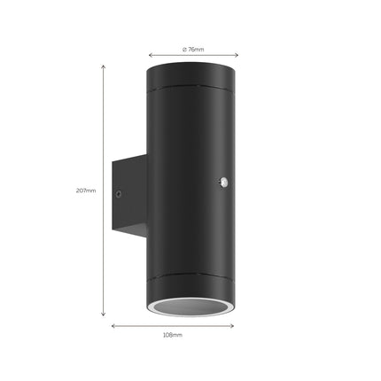 Calex Pavia Wall Light - 2x GU10 - Black