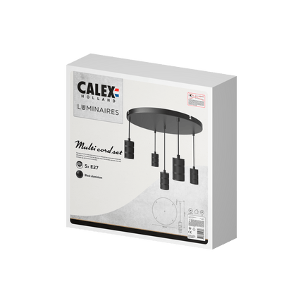 Calex Pendant Light - 5x E27 - 50cm - Black