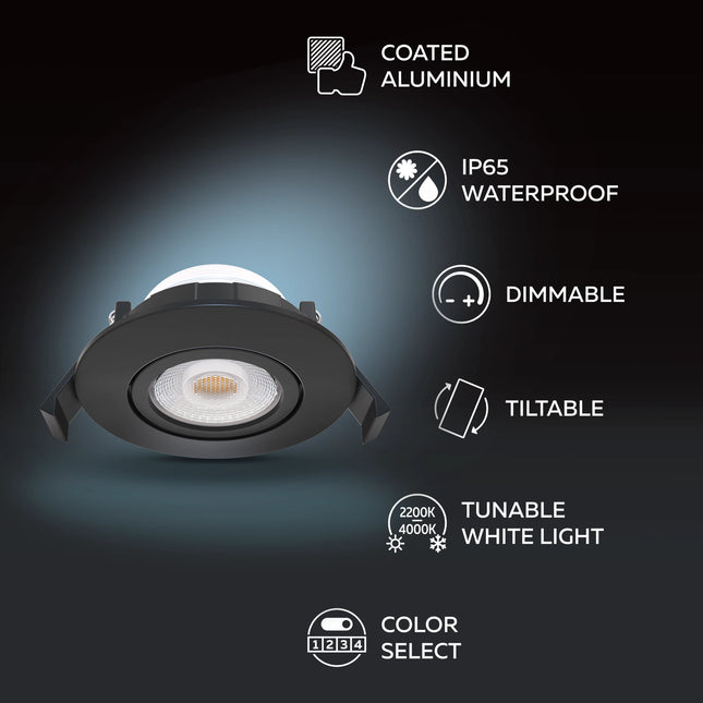 Calex Performance - LED Downlight - 3-Pack - 6W - 4CCT - IP65 - Black