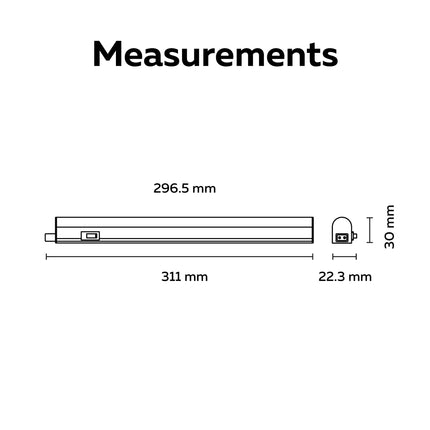 Calex Performance LED T5 Batten - 313mm - Black