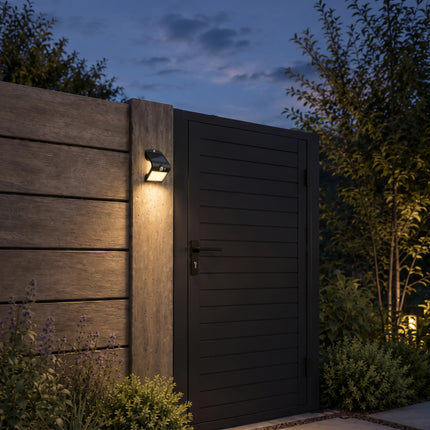 Calex Performance Solar Wall Light - Motion Sensor - 3000K - Black