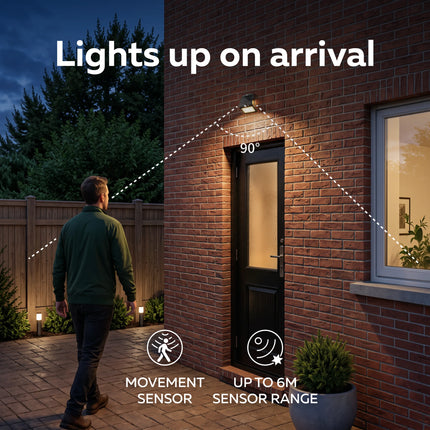 Calex Performance Solar Wall Light - Motion Sensor - 3000K - Black