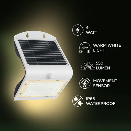 Calex Performance Solar Wall Light - Motion Sensor - 3000K - White