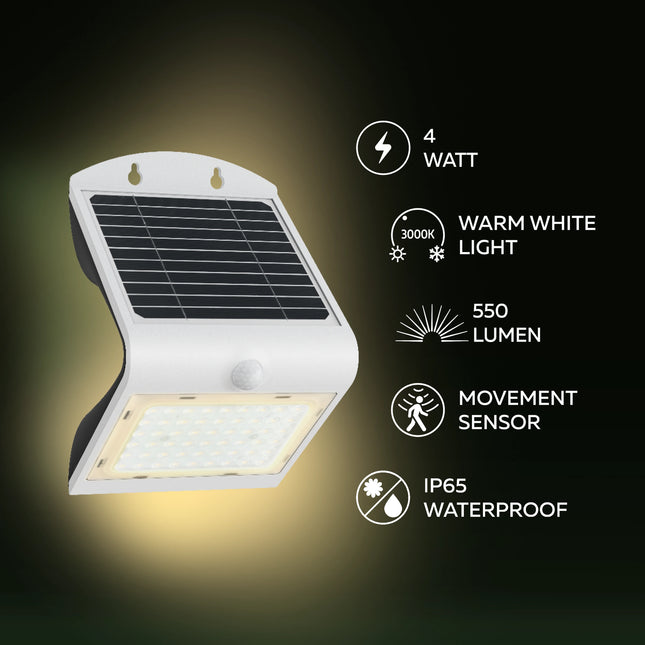 Calex Performance Solar Wall Light - Motion Sensor - 3000K - White
